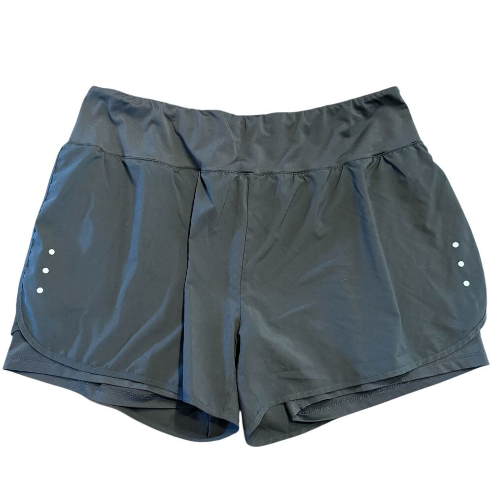 Amazon brand women’s black athletic shorts with built in biker shorts XXL